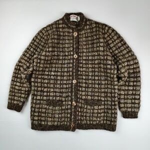 Wappan Vintage Fuzzy Brown Cardigan Kids XL Fits Women XS-S Japanese Vibe